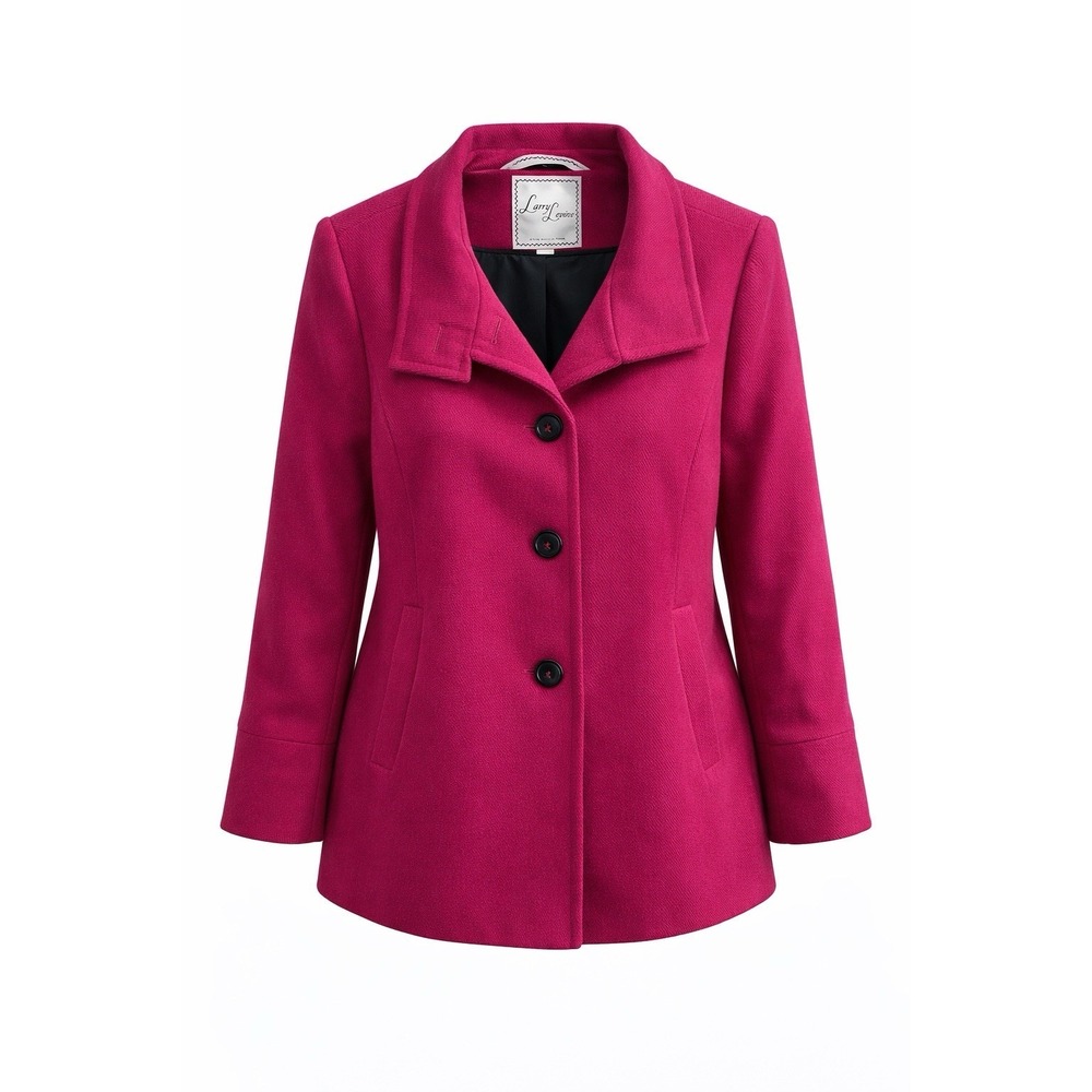 Vintage Larry Levine Fuchsia Wool Blend Coat L Pink Button Jacket